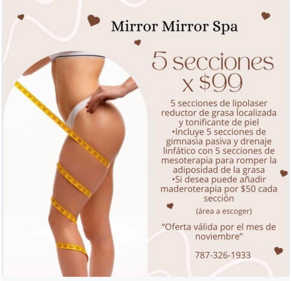 Mirror Mirror Spa Facebook ad: Contactanos 787-326-1933