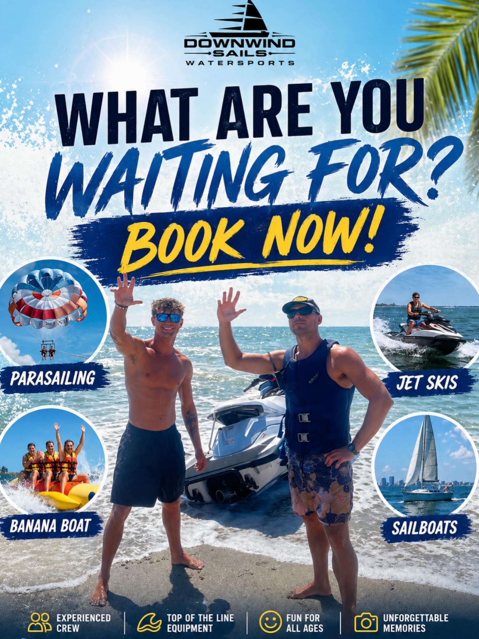 Downwind Sails Watersports Facebook ad: Myrtle Beach adventures start here!
