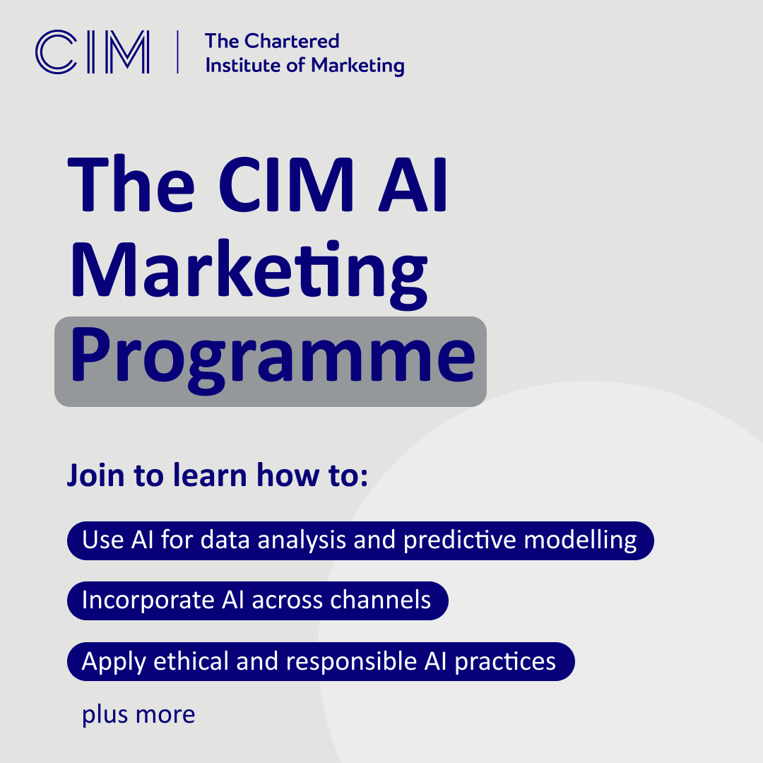 CIM - The Chartered Institute of Marketing Facebook ad: CIM’s industry-recognised training courses cover all key…