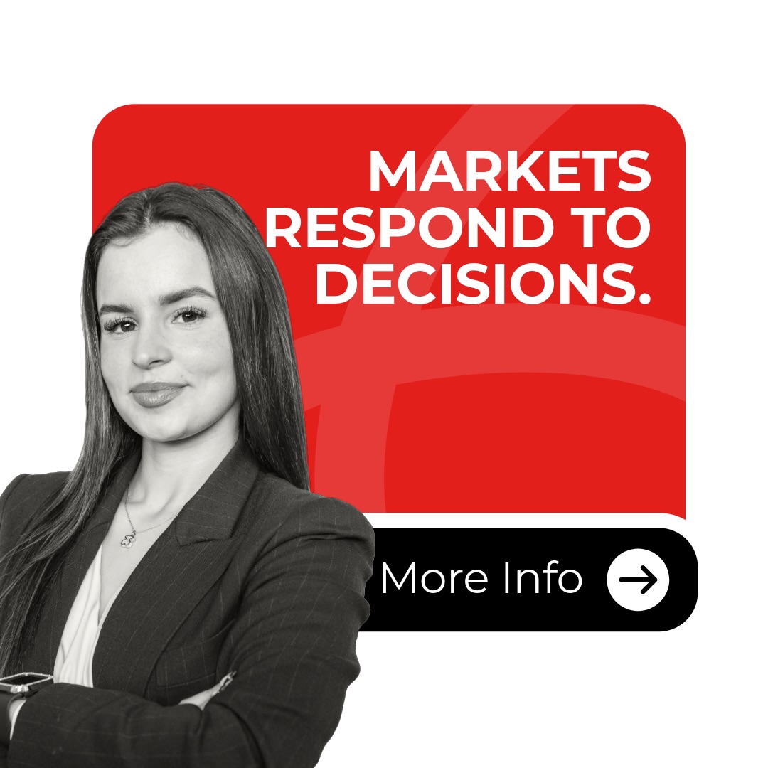 Iscte Business School Facebook ad: Markets respond to decisions.
