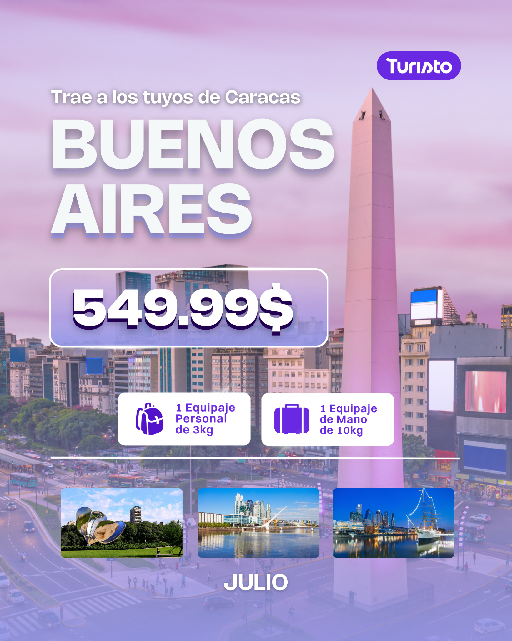 Turisto Travel AR Facebook ad: Chatea con nosotros