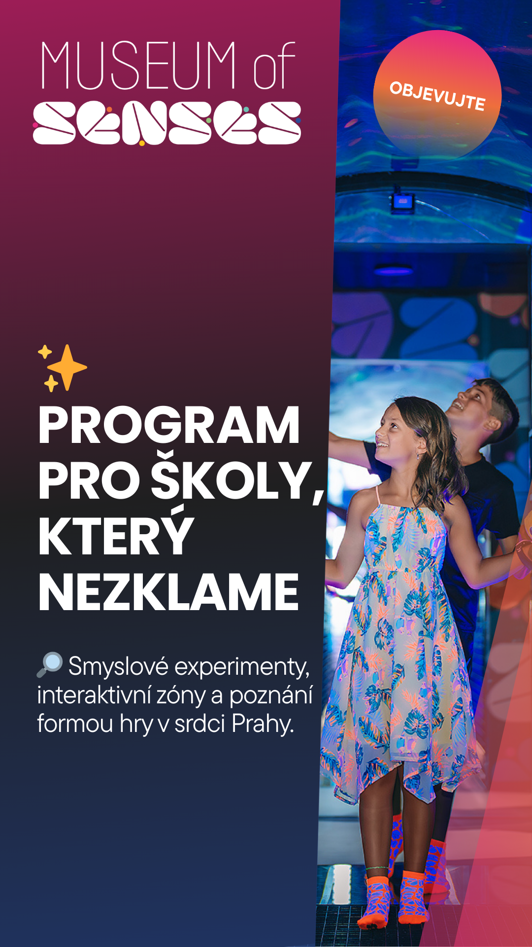 Muzeum Smyslů Praha / Museum of Senses Prague / MoS Facebook ad from May 29, 2026