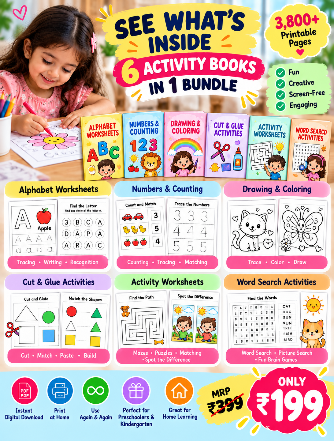 JashnKit Facebook ad: 6 Kids Activity Books for Just ₹199