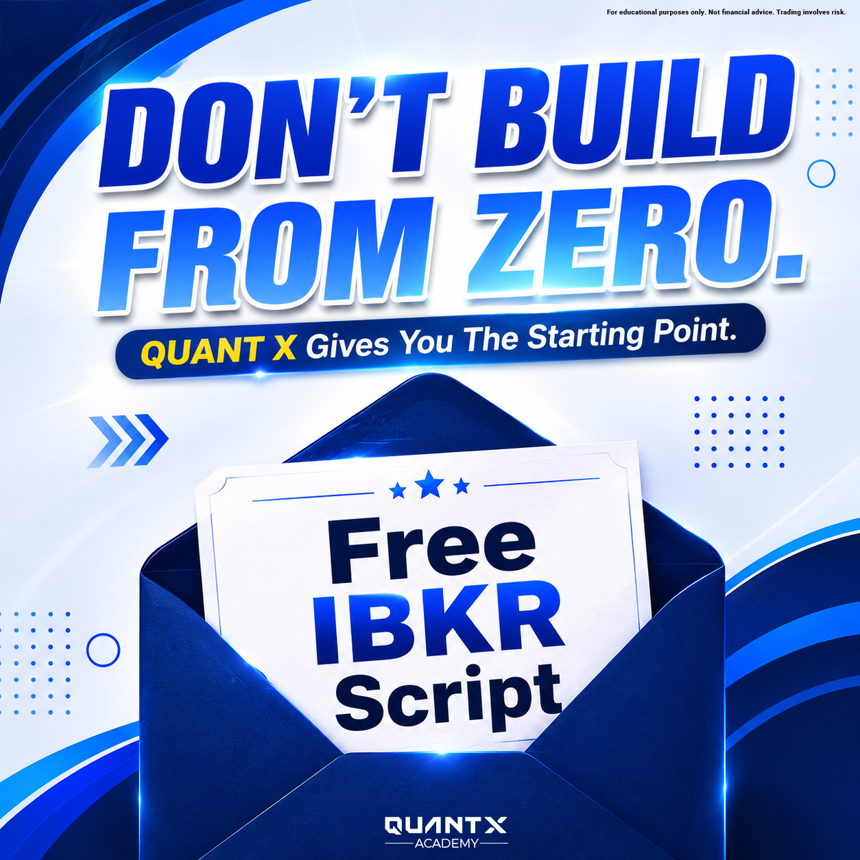 QuantX Academy Facebook ad: Start Quant Trading Today.