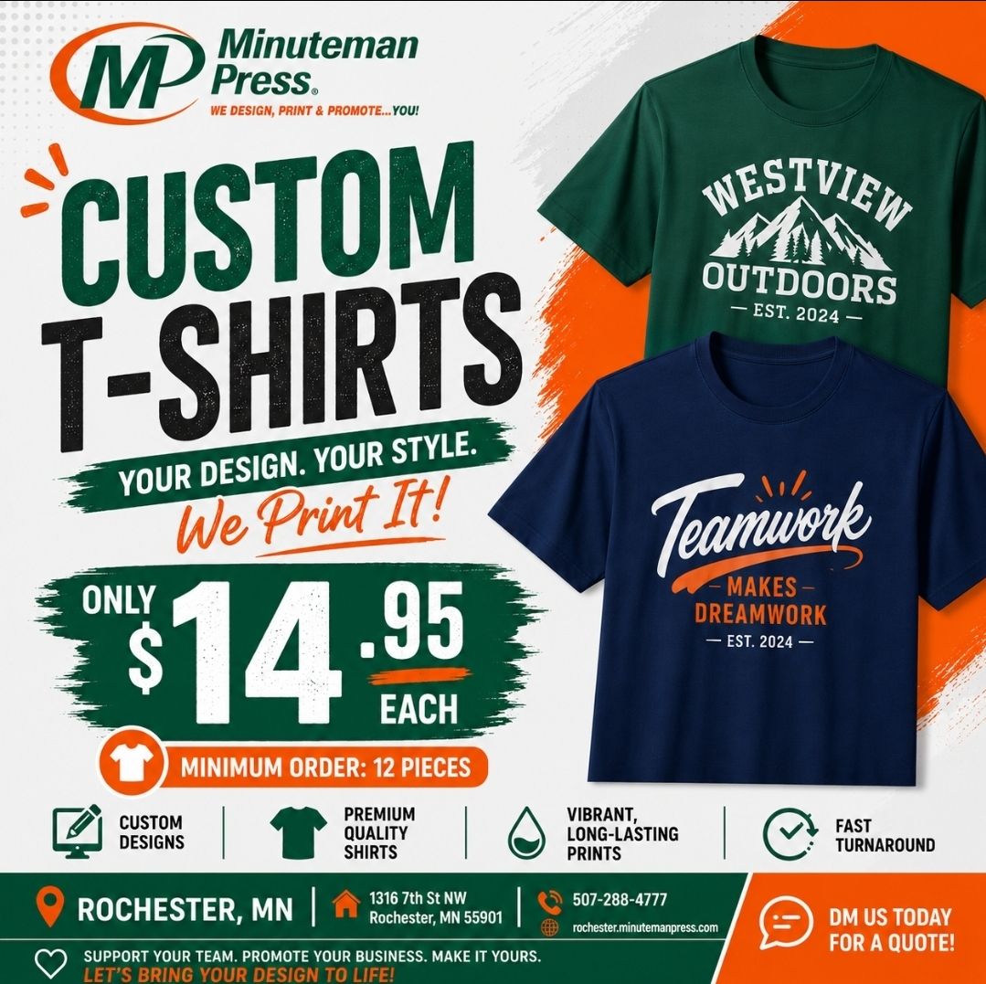Minuteman Press - Rochester Facebook ad: Printing, Copying, Graphic Design, Signs & Banners…