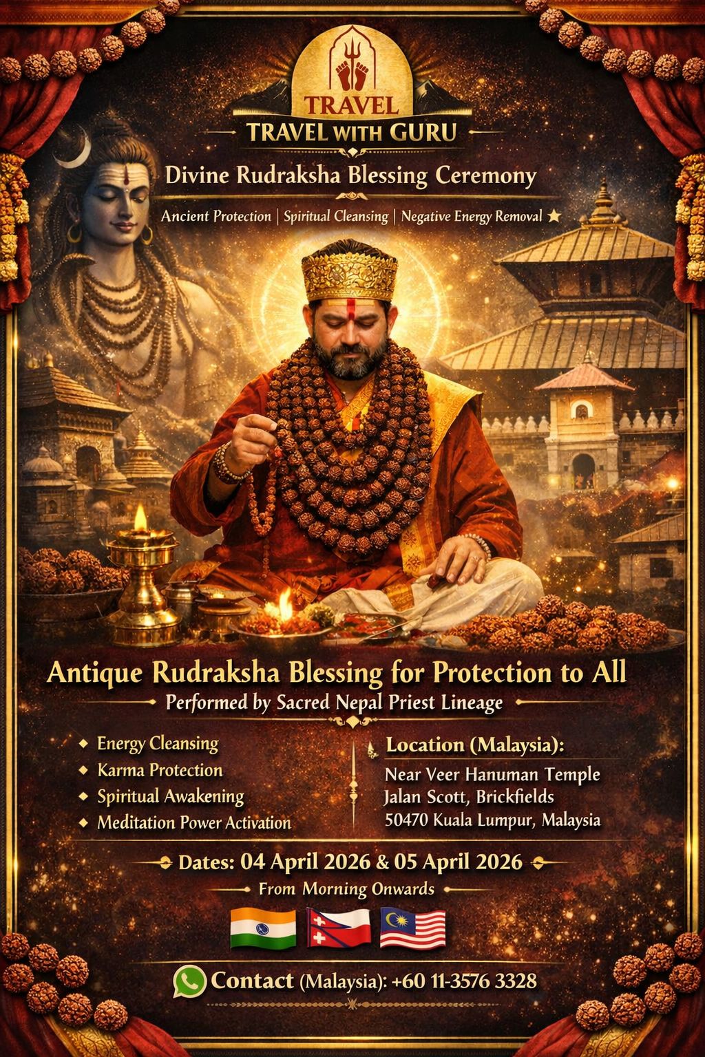 Travel WITH GURU Facebook ad: Antique Rudraksha Blessing for Protection to All