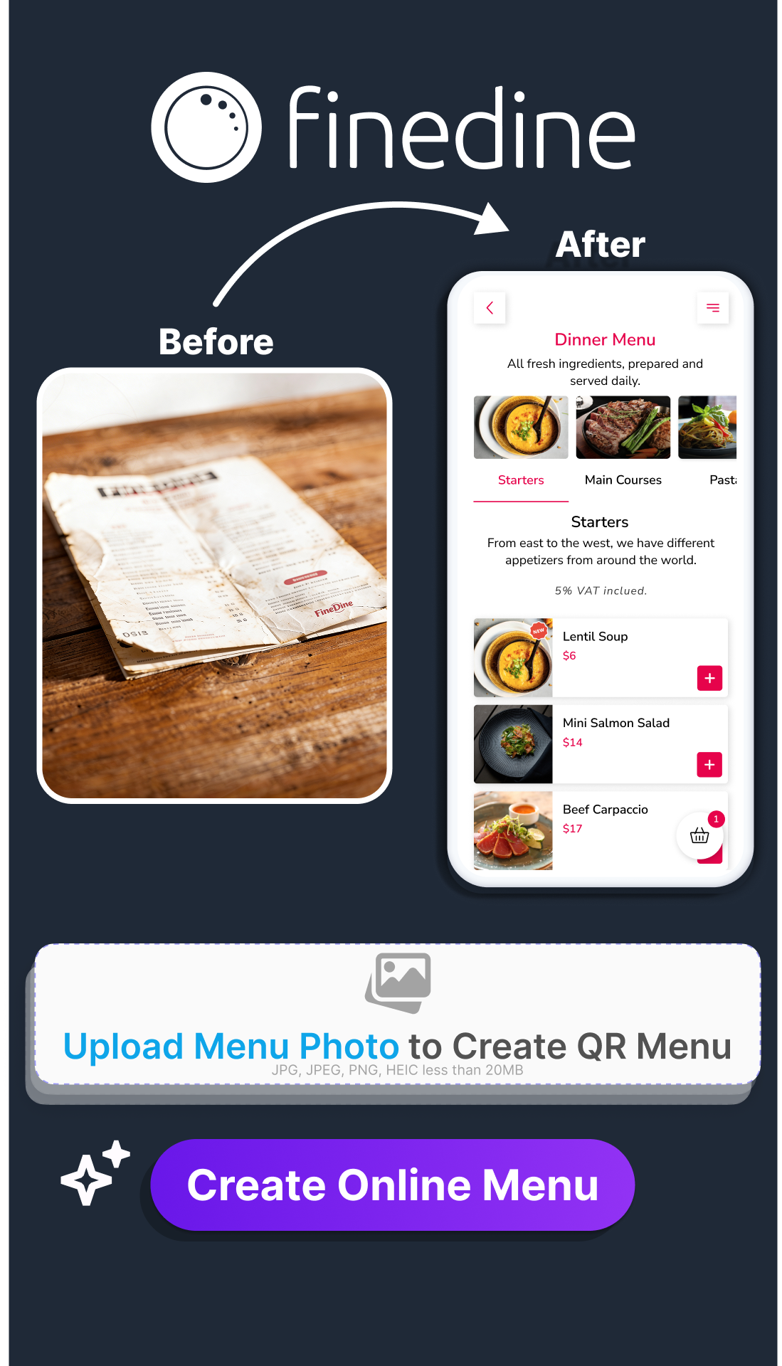 Finedine Menu for Restaurants Facebook ad from May 29, 2026