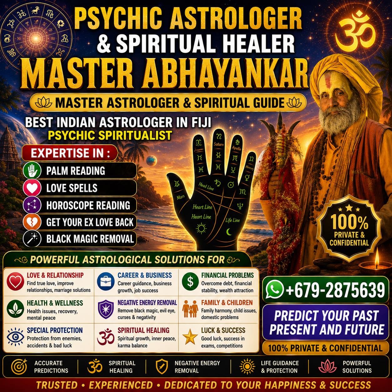 world’s best astrologer,psychic and spiritual healer in Fiji Facebook ad: Master Abhayankar, Psychic Astrologer & Spiritual Healer in…