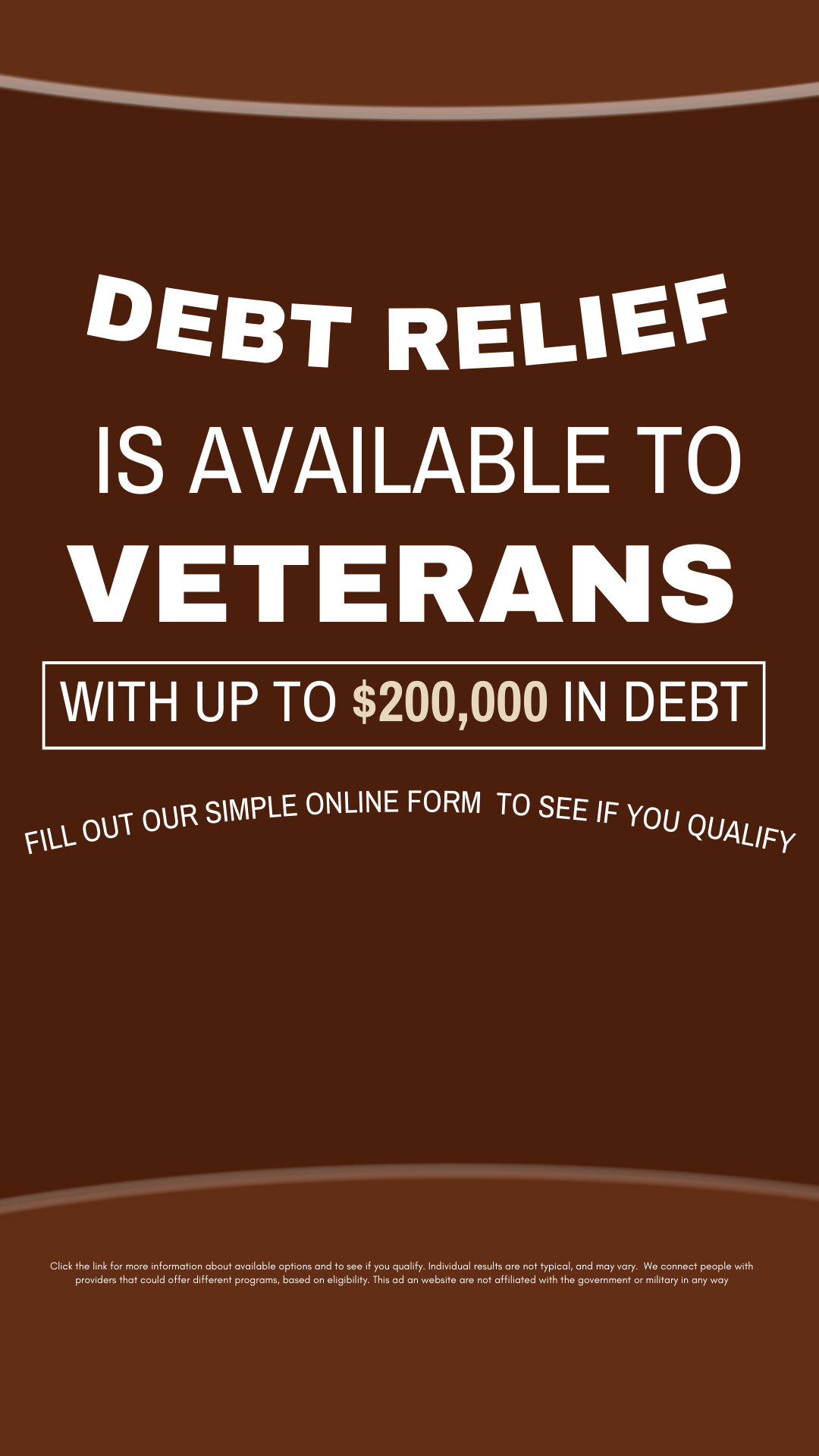 Veteran Debt Assistance Facebook ad