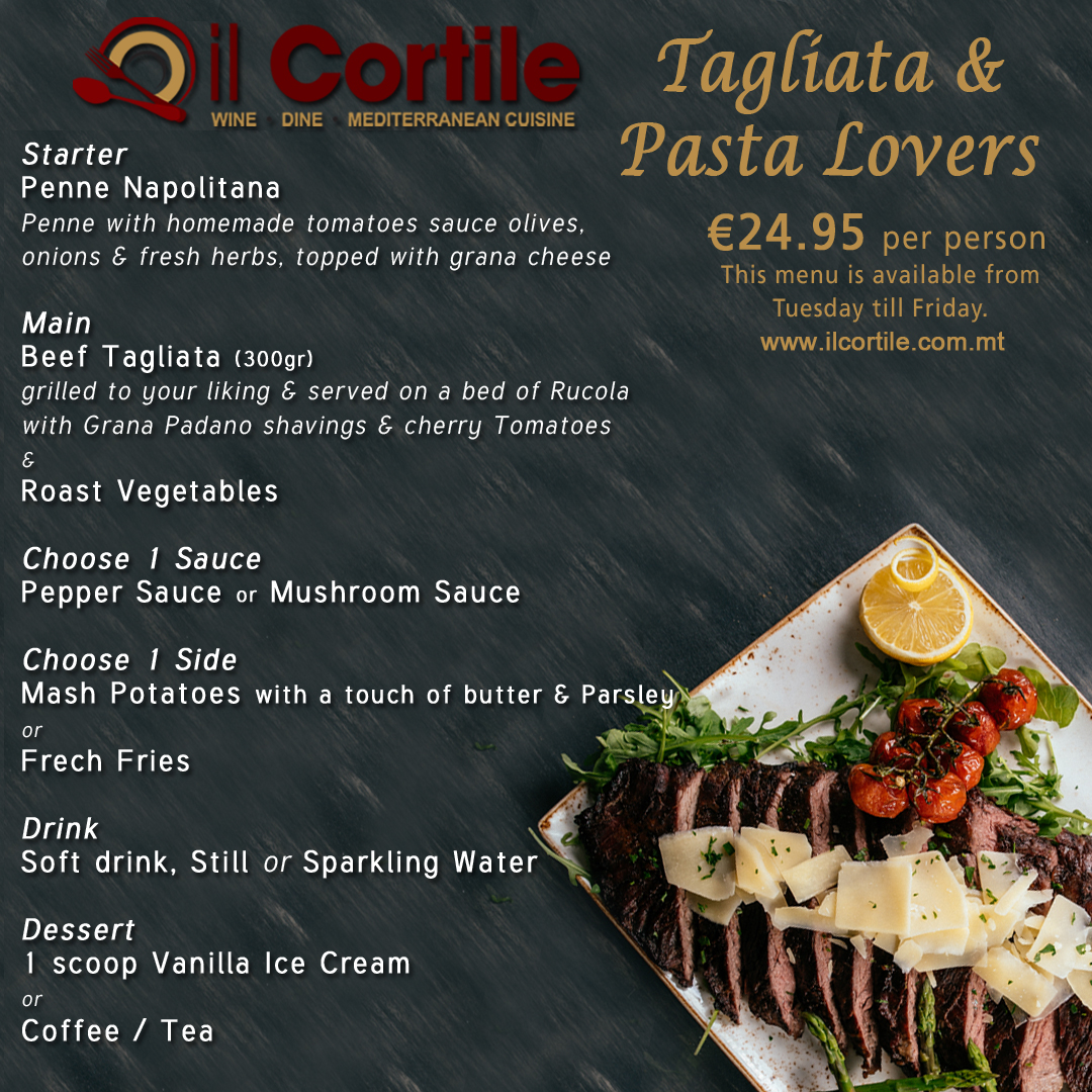 Il Cortile Wine & Dine Facebook ad: Weekday Treat: Beef Tagliata Special!
