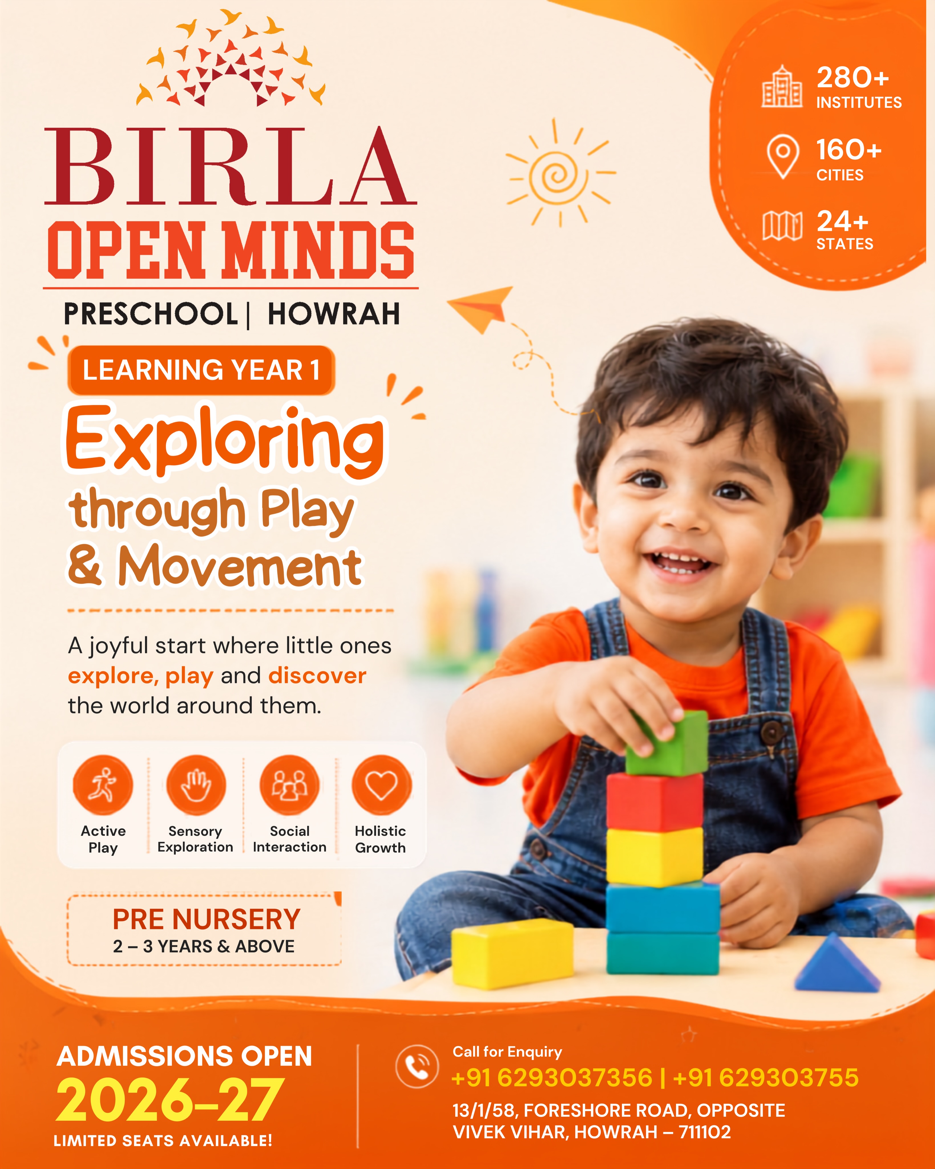 Birla Open Minds Preschool, Howrah Facebook ad: Your child grows fast.
