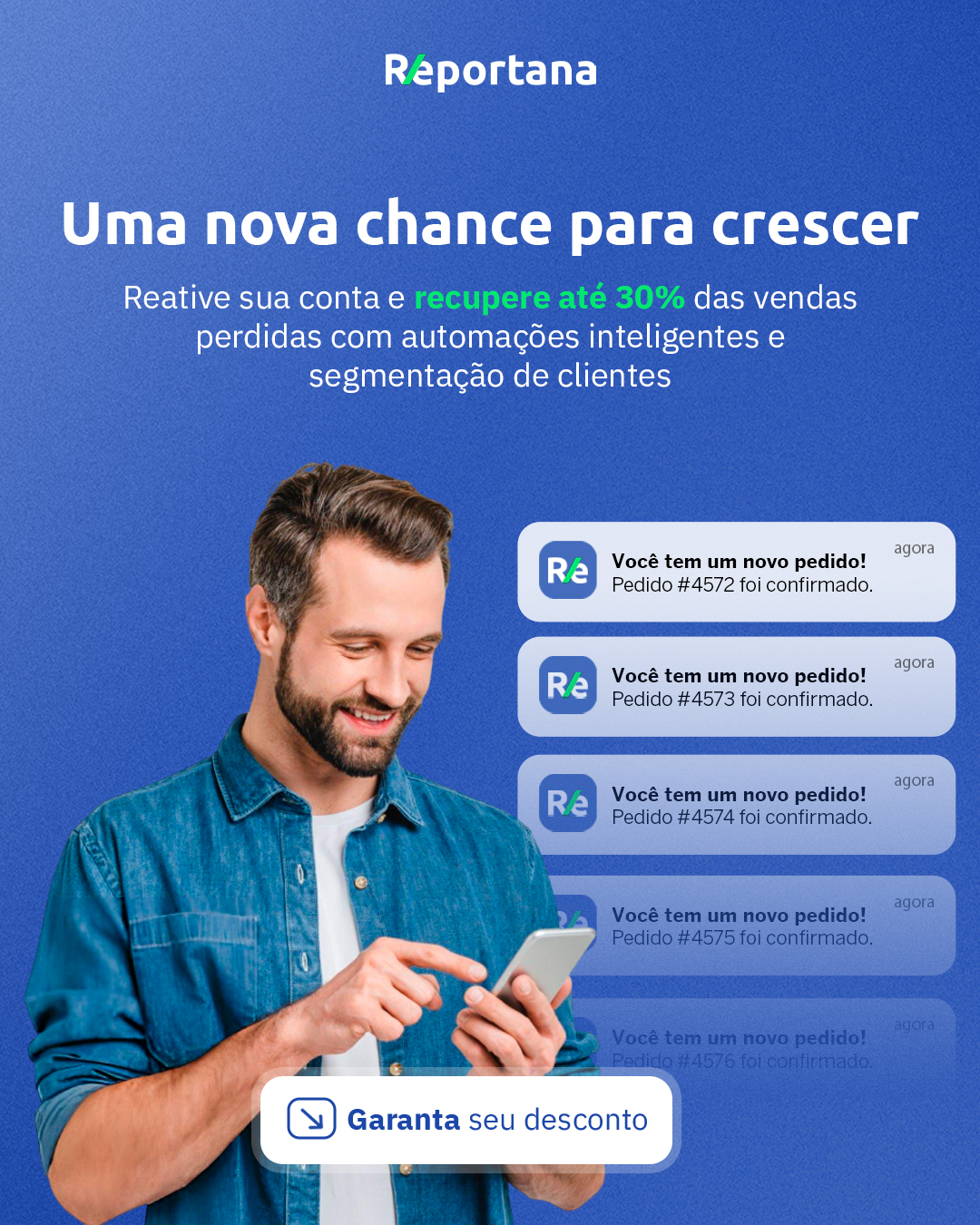 Reportana Facebook ad: Aumente Suas Vendas, Reportana