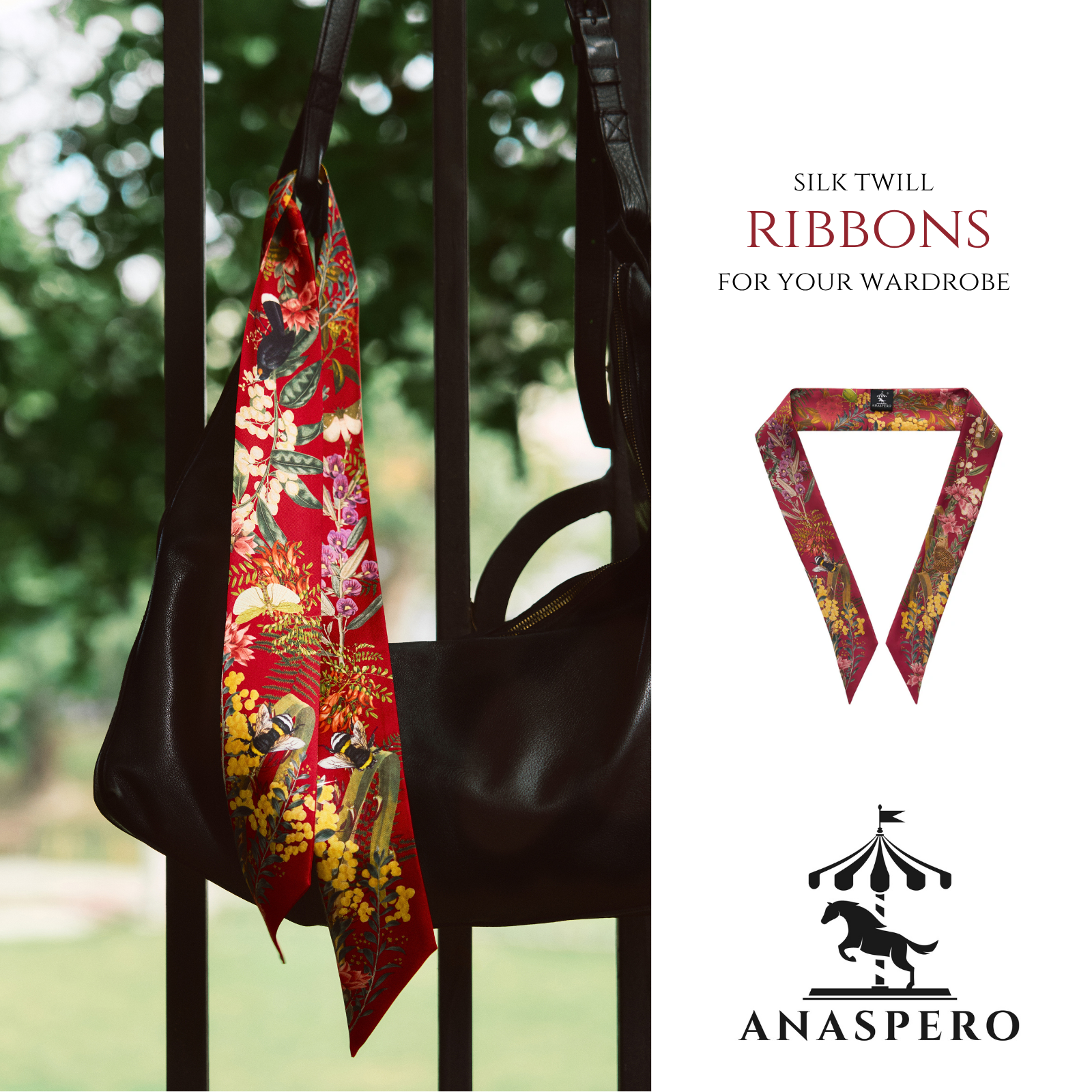 ANASPERO Facebook ad: Discover our scares and silk twill ribbons