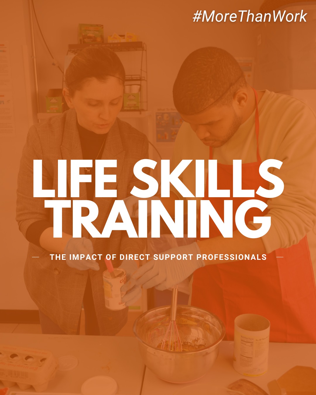 MoreThanWork Facebook ad: Every day, Direct Support Professionals help people with…
