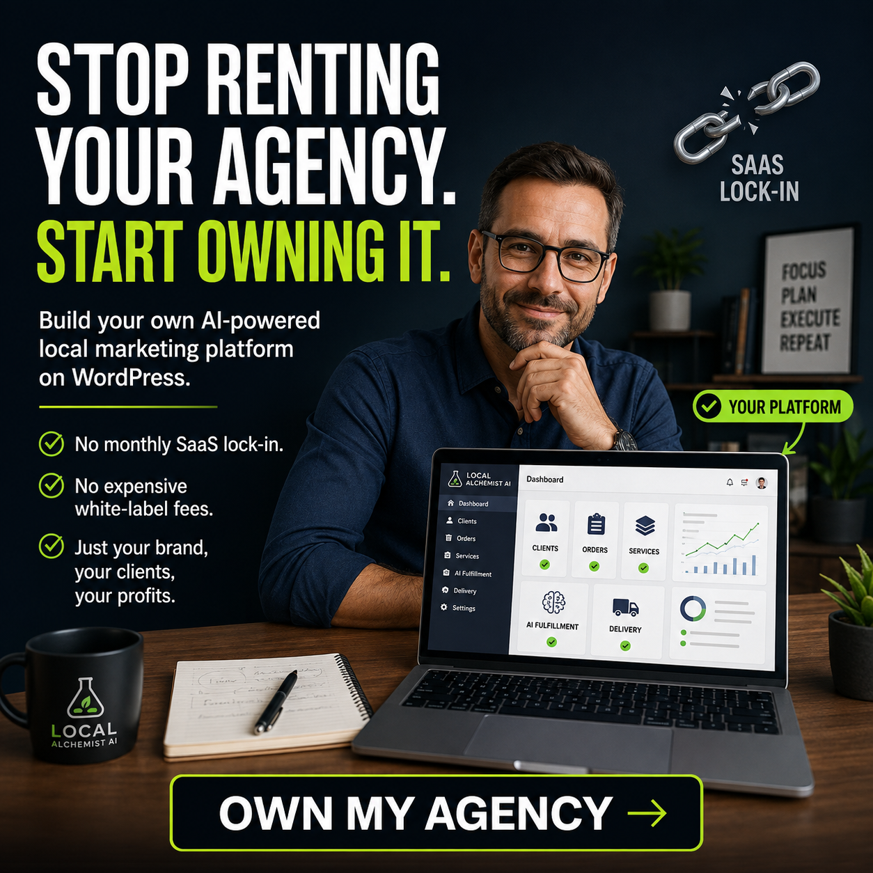Digi Income Hub Facebook ad: Tired of paying monthly fees for white-label marketing…