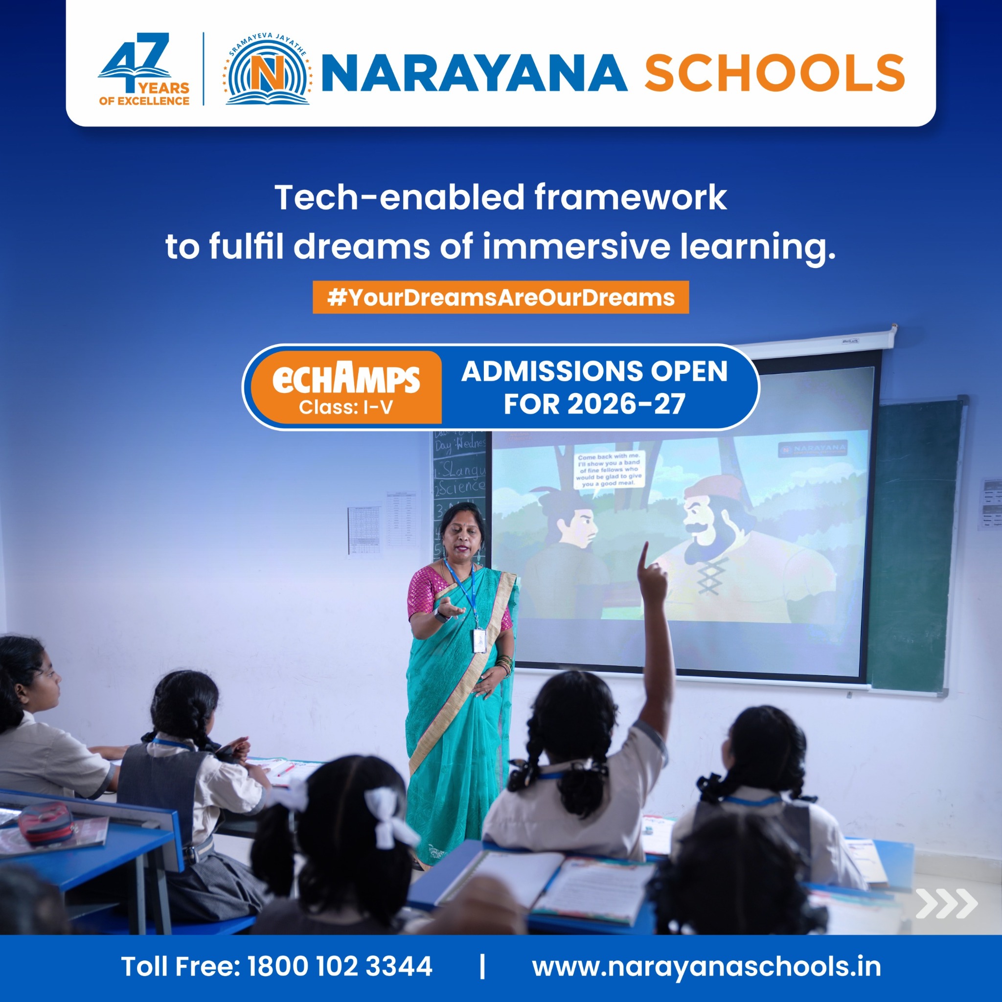 Narayana IIT Olympiad School, HSR extension Bengaluru Facebook ad: Engaging digital classrooms for deeper concept clarity.