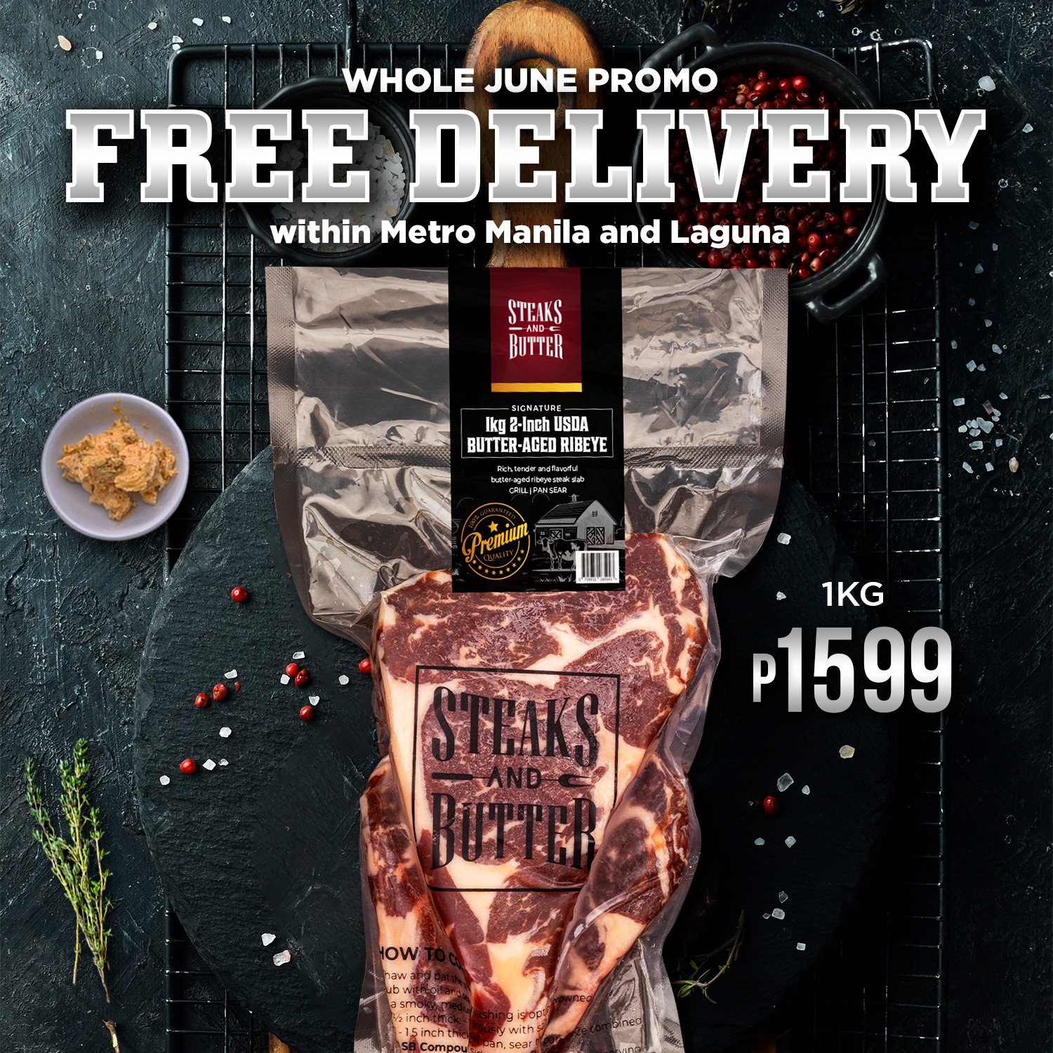 Steaks and Butter PH Facebook ad: 5-STARS RATING
