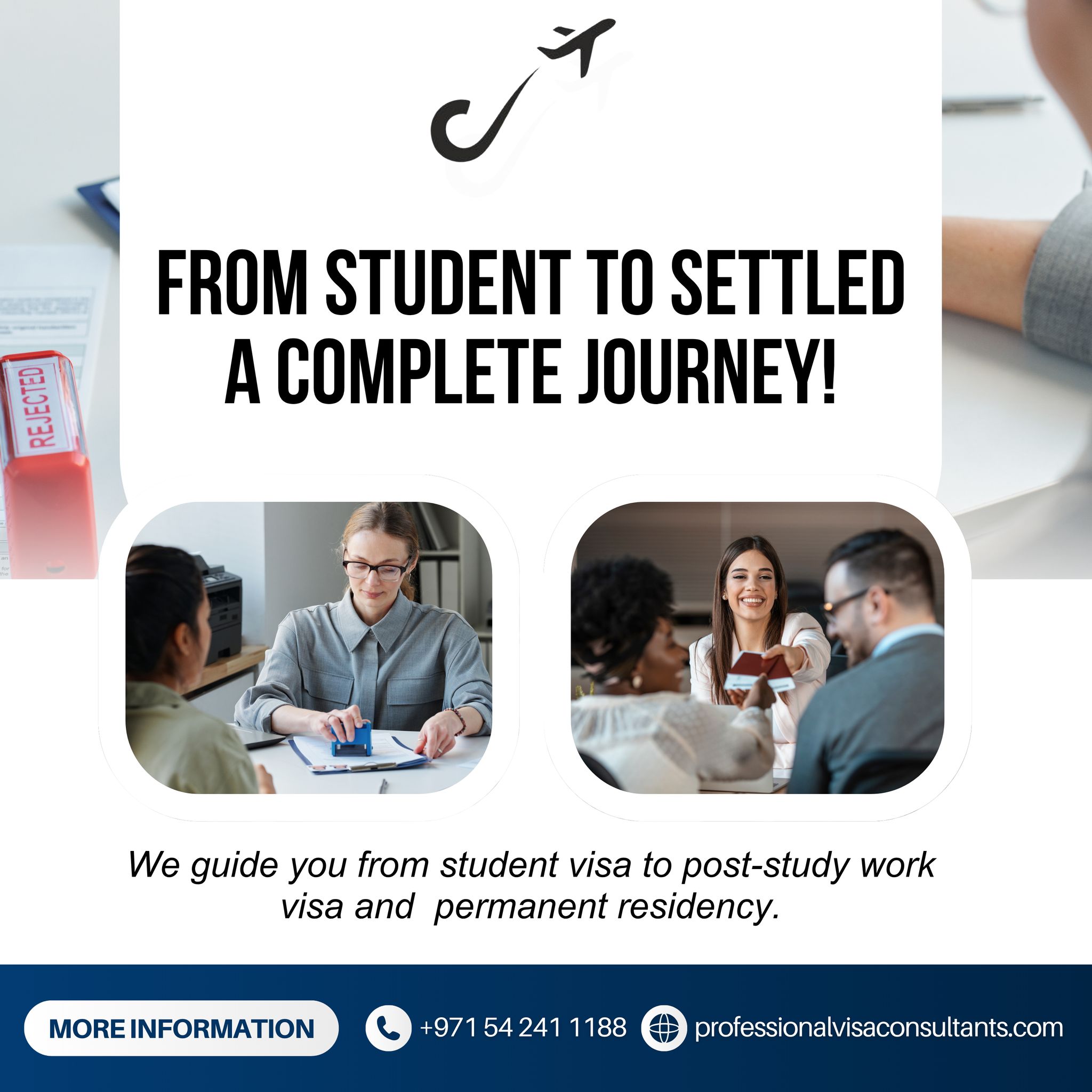 Professional Visa Consultant Facebook ad: Family Visitor Visa & Student to PR Journey