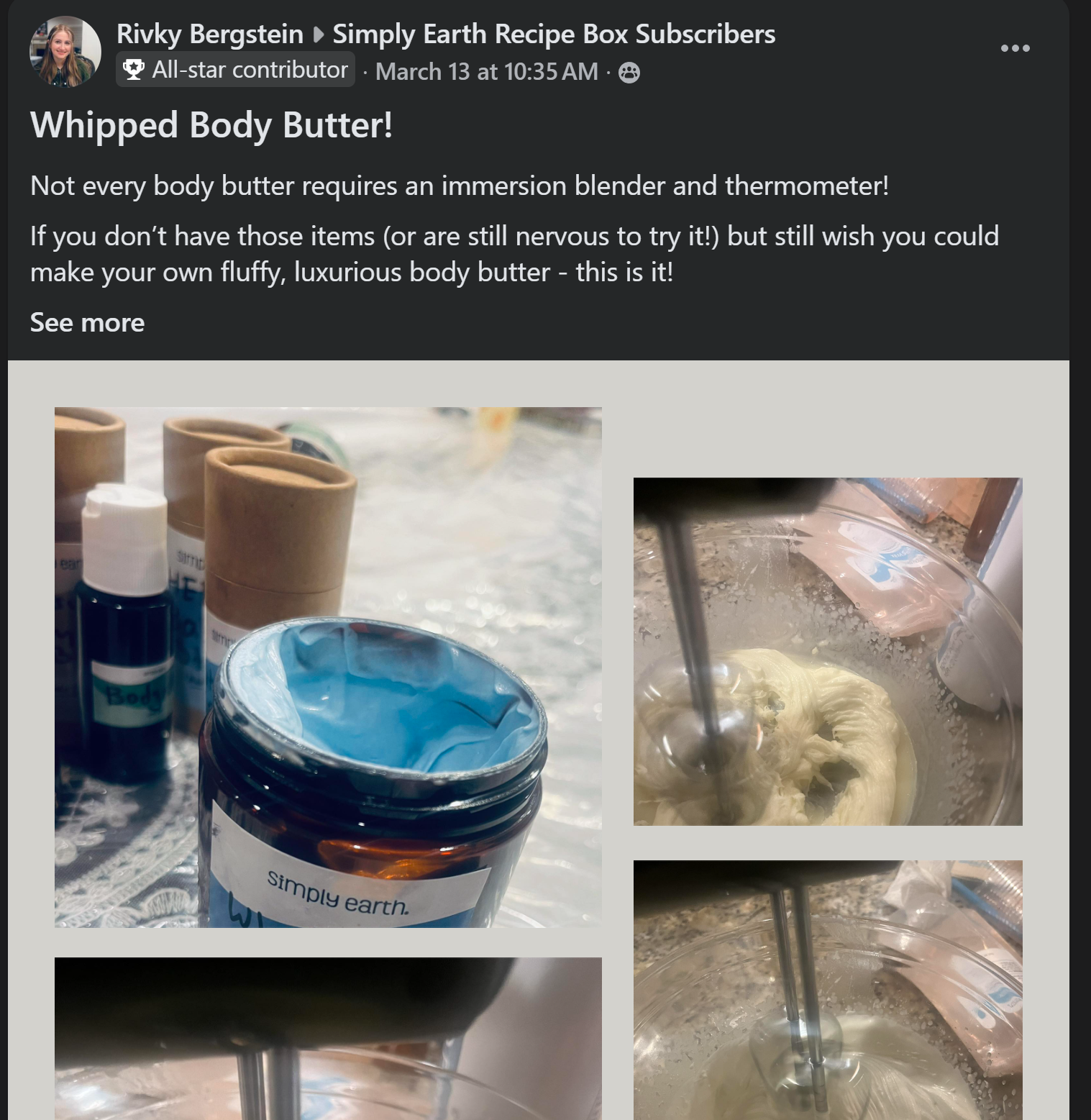 Simply Earth Facebook ad: Make Your Own Soothing Whipped Body Butter!