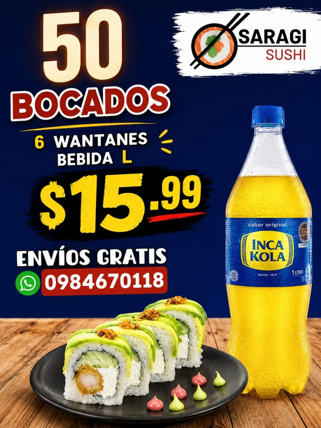 Sushi Osaragi Facebook ad: OSARAGI SUSHI, DISFRUTA DE NUESTRAS INCREIBLES PROMOCIONES.