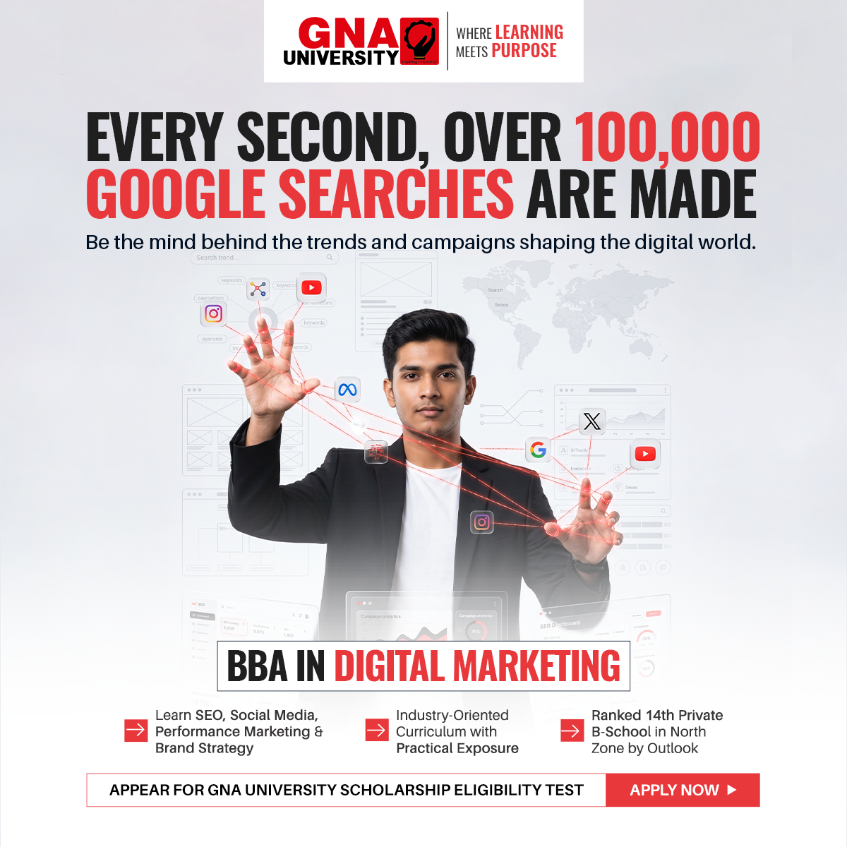 GNA University Facebook ad: Admissions Open for BBA in Digital Marketing at GNA…