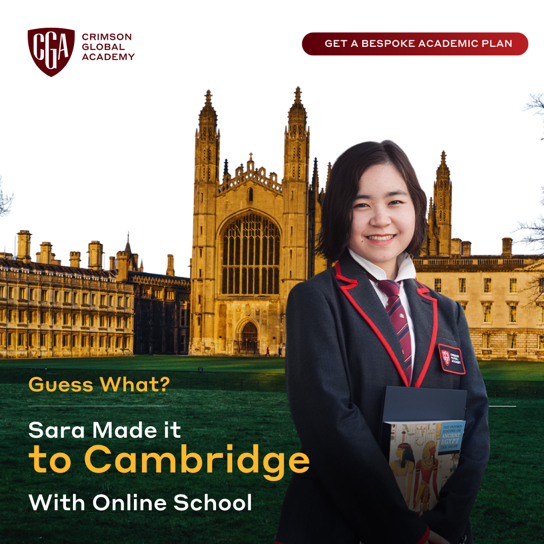 Crimson Global Academy Facebook ad: University Admissions Support from Grade 9 Onwards