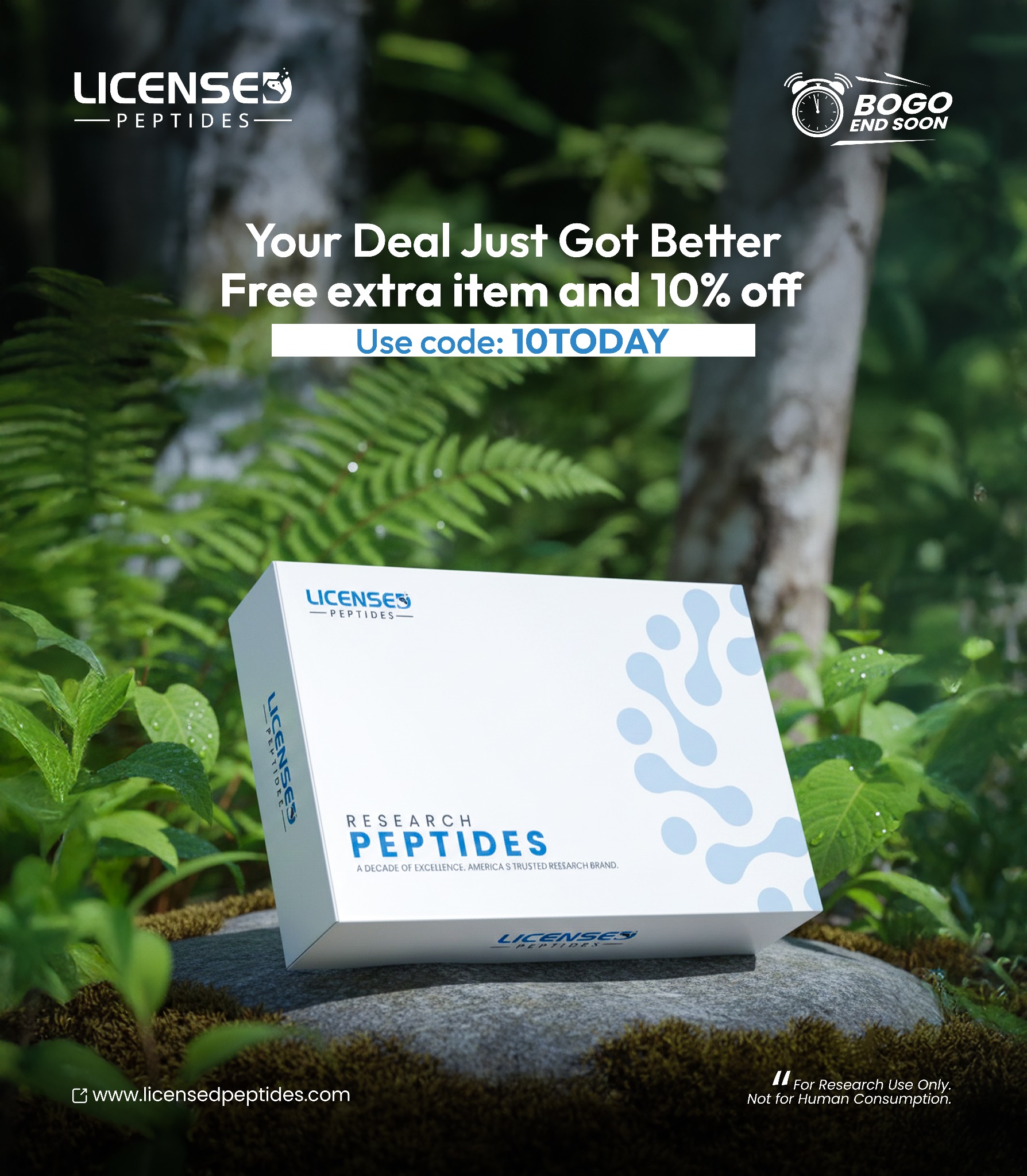 LicensedPeptide Facebook ad: Buy One Get One Free Sale Ends Soon