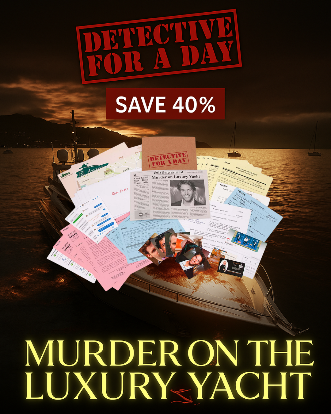 Detective for a Day Case Files Facebook ad: Become a detective today!
