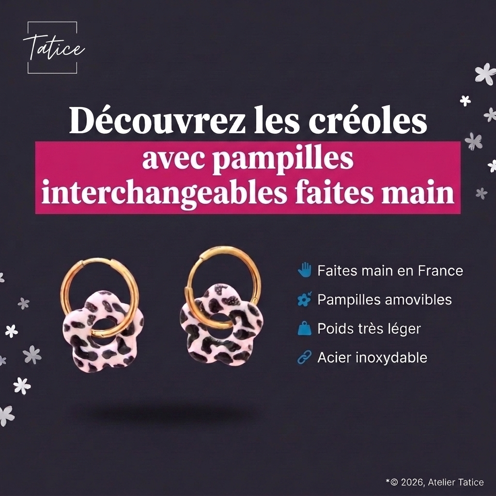 Atelier Tatice Facebook ad: Boucles d'oreilles 100% faites main