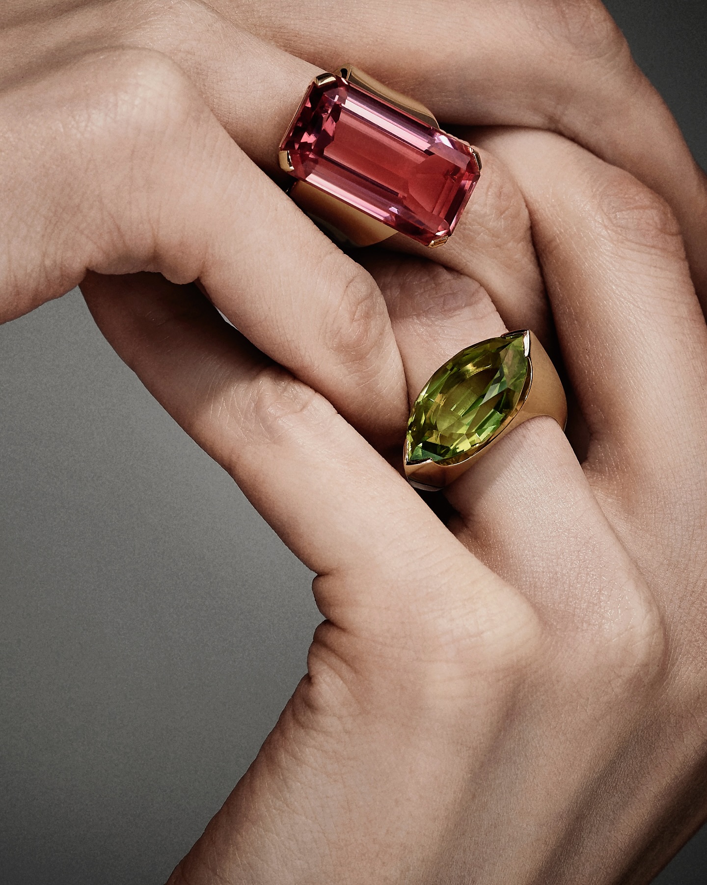 Schullin Wien Facebook ad: Minimalistic gold shanks following the curvature of…
