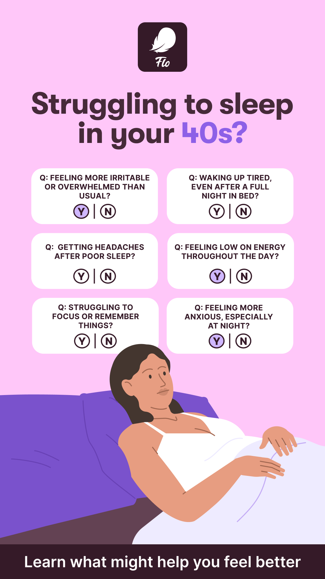 Flo Health App Facebook ad: Try Flo and never look back