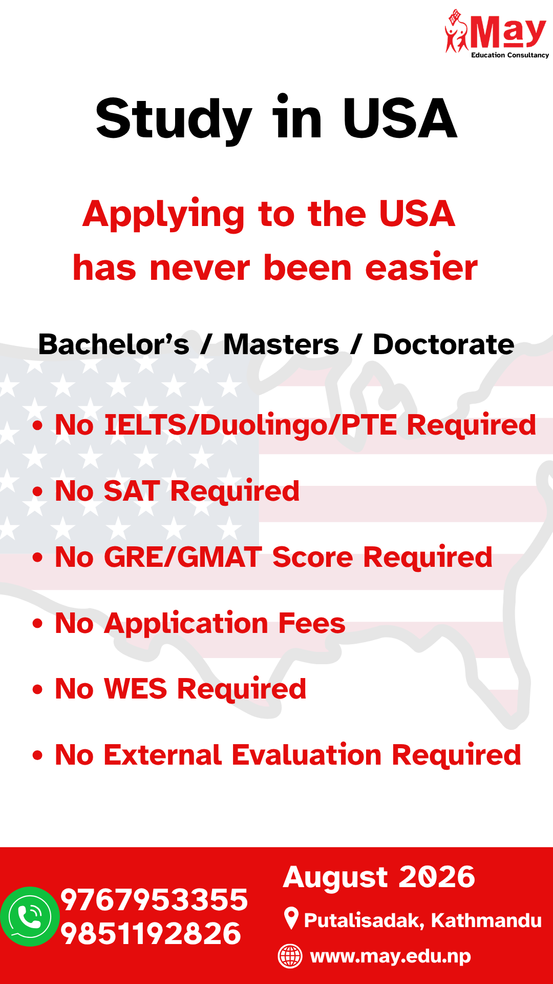 May Education Consultancy Facebook ad from May 18, 2026