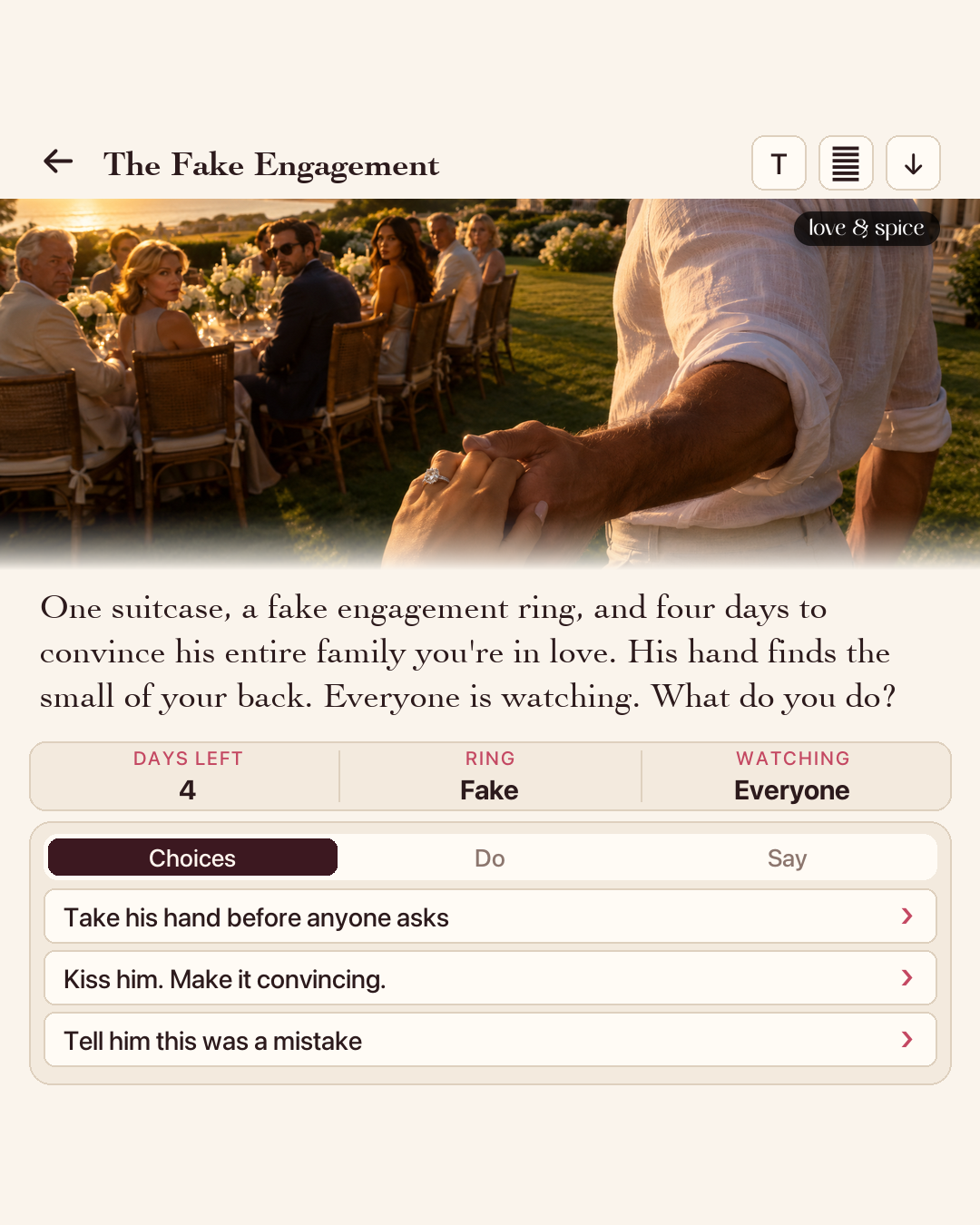 Love & Spice Facebook ad: Start Your Interactive Romance