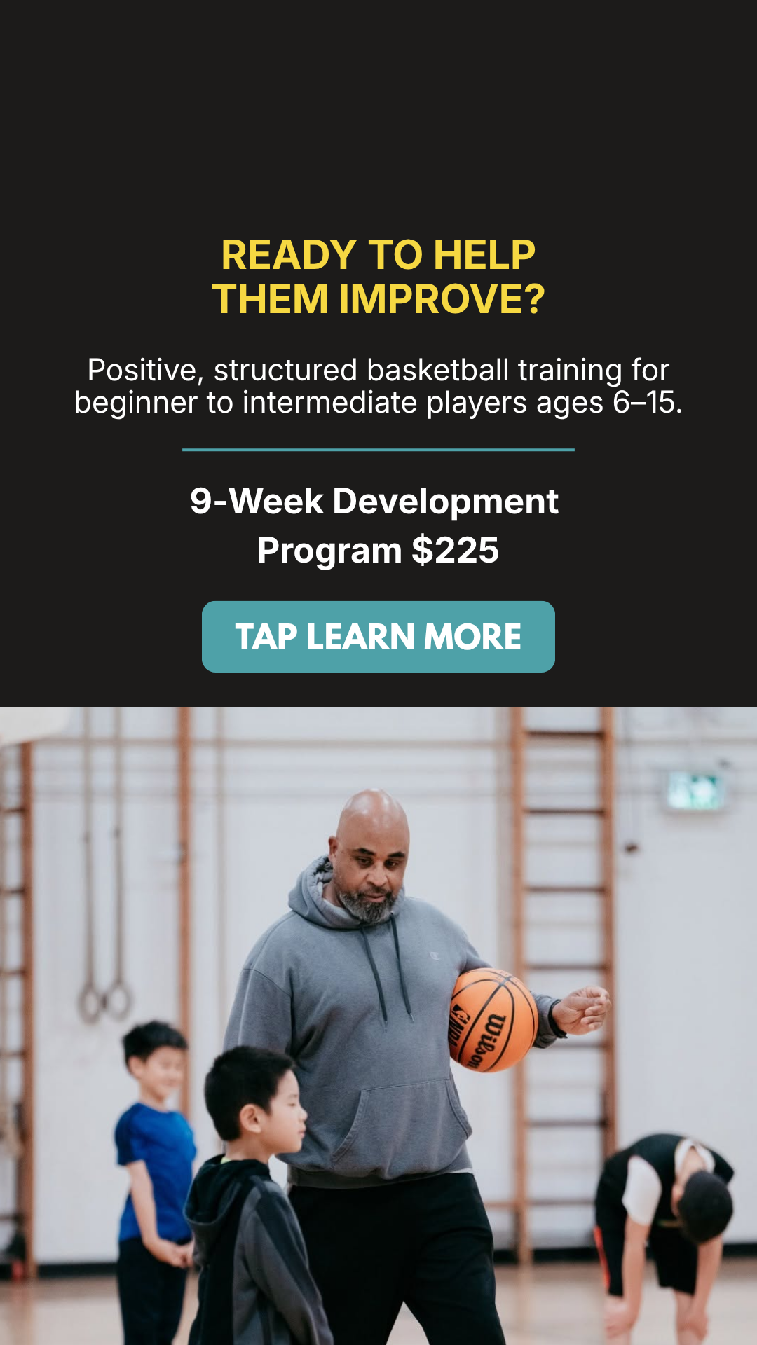 Vancouver Eagles Youth Basketball Club Facebook ad: Help Your Child Grow Through Basketball