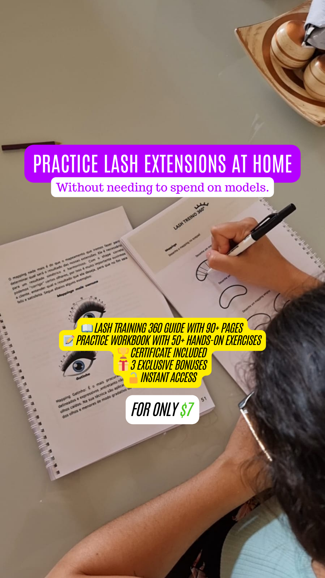 Eyelashes store Facebook ad: Practice Lash Extensions at Home