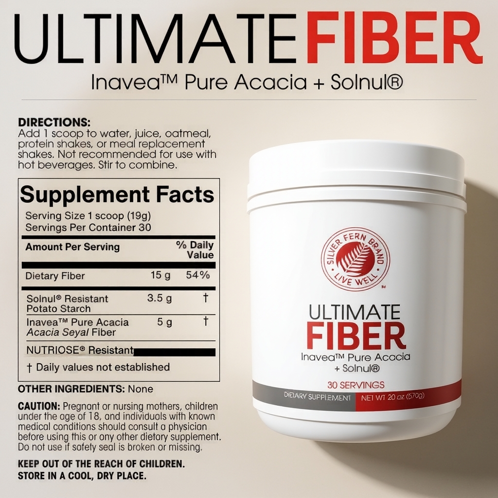 Silver Fern Brand Facebook ad: Ultimate Fiber - 3 Prebiotic Fibers in 1