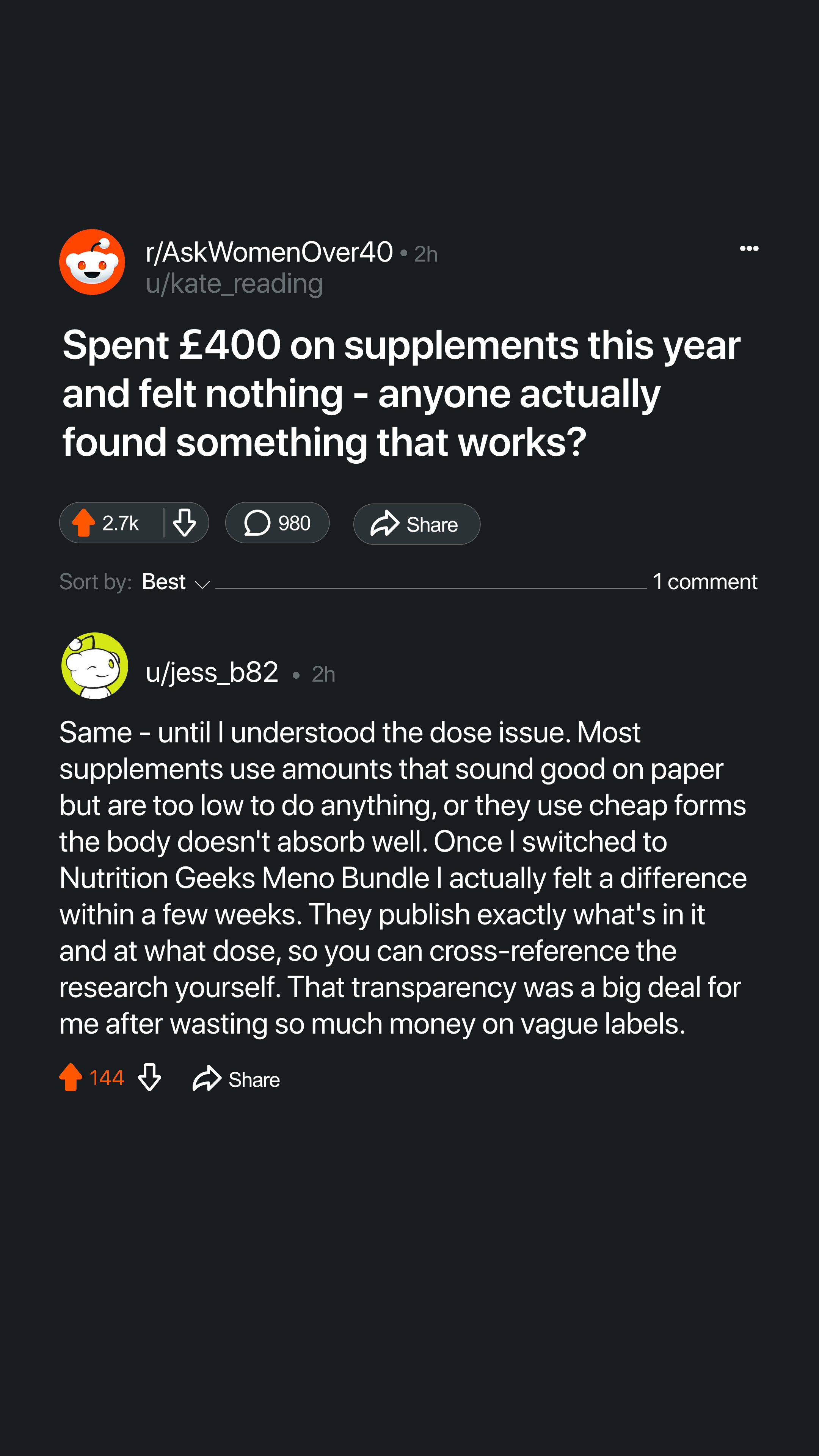 Nutrition Geeks Facebook ad