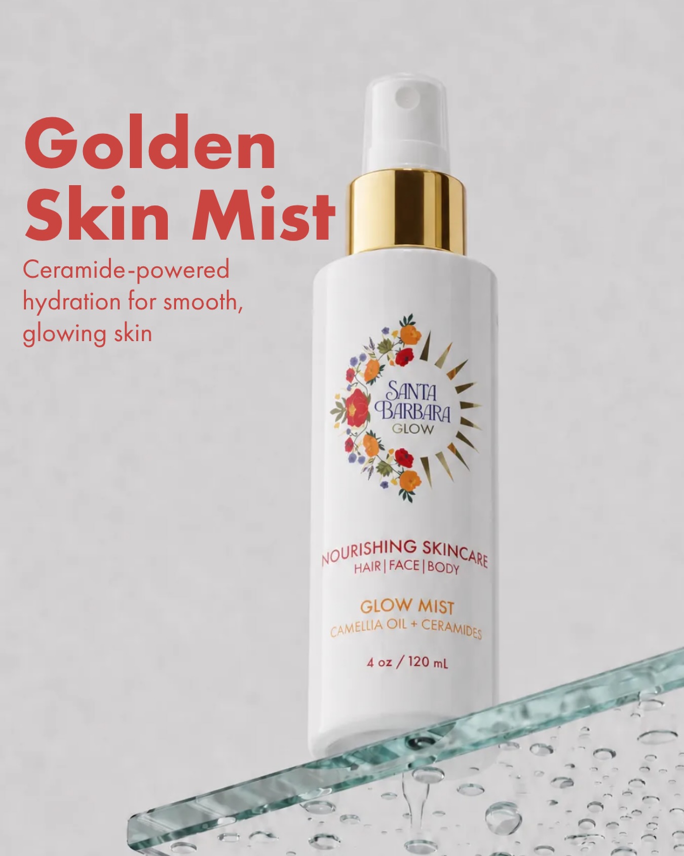 Santa Barbara Glow Facebook ad: Ceramide-powered glow on the go.
