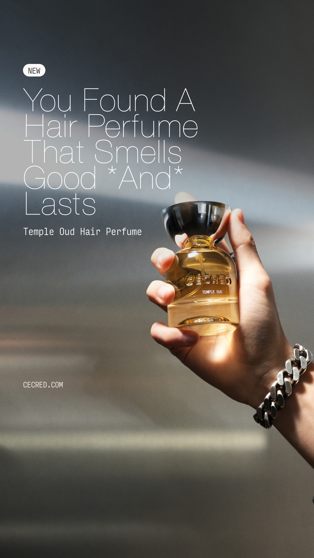Cecred Facebook ad: New! Temple Oud Hair Perfume