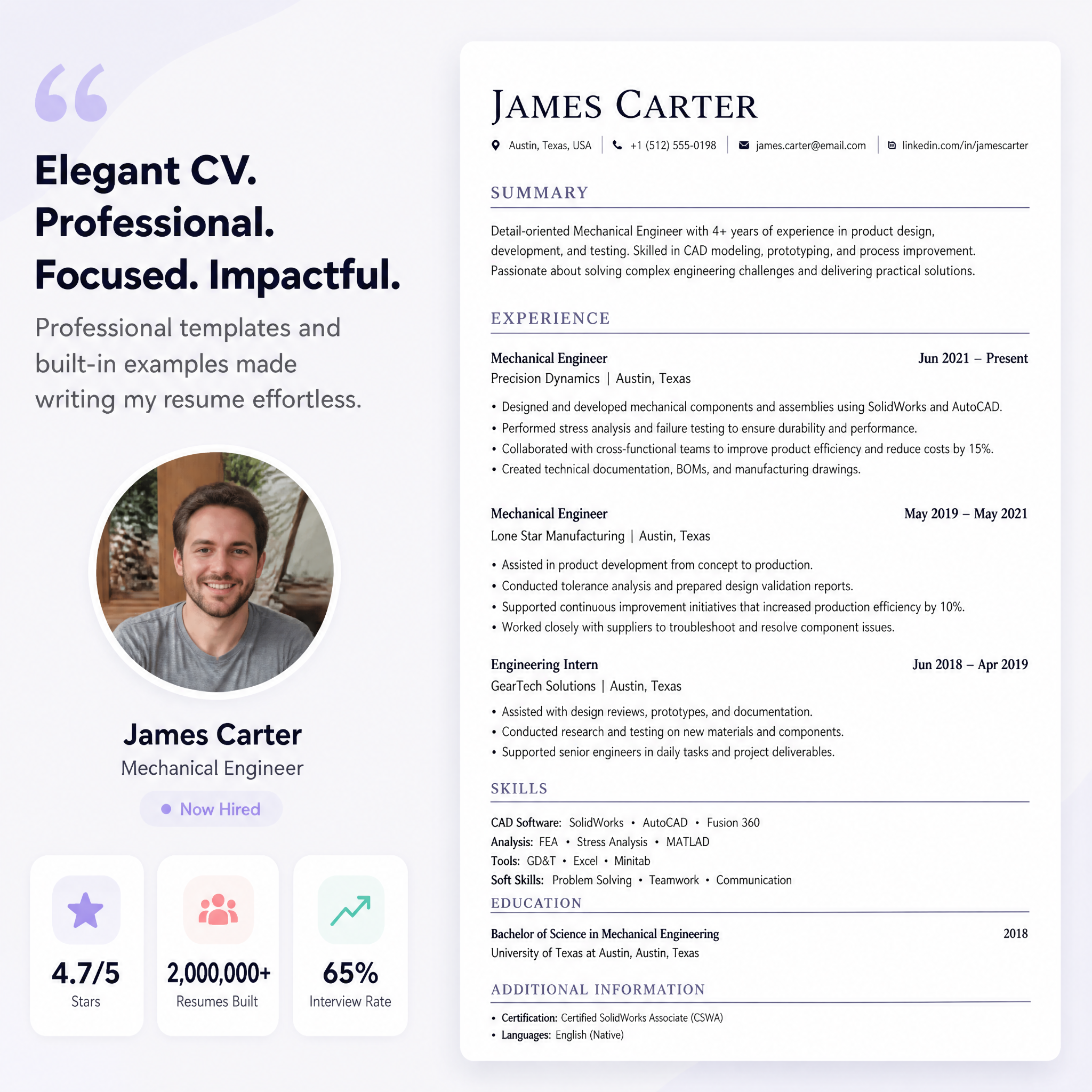 Elegant CV Facebook ad
