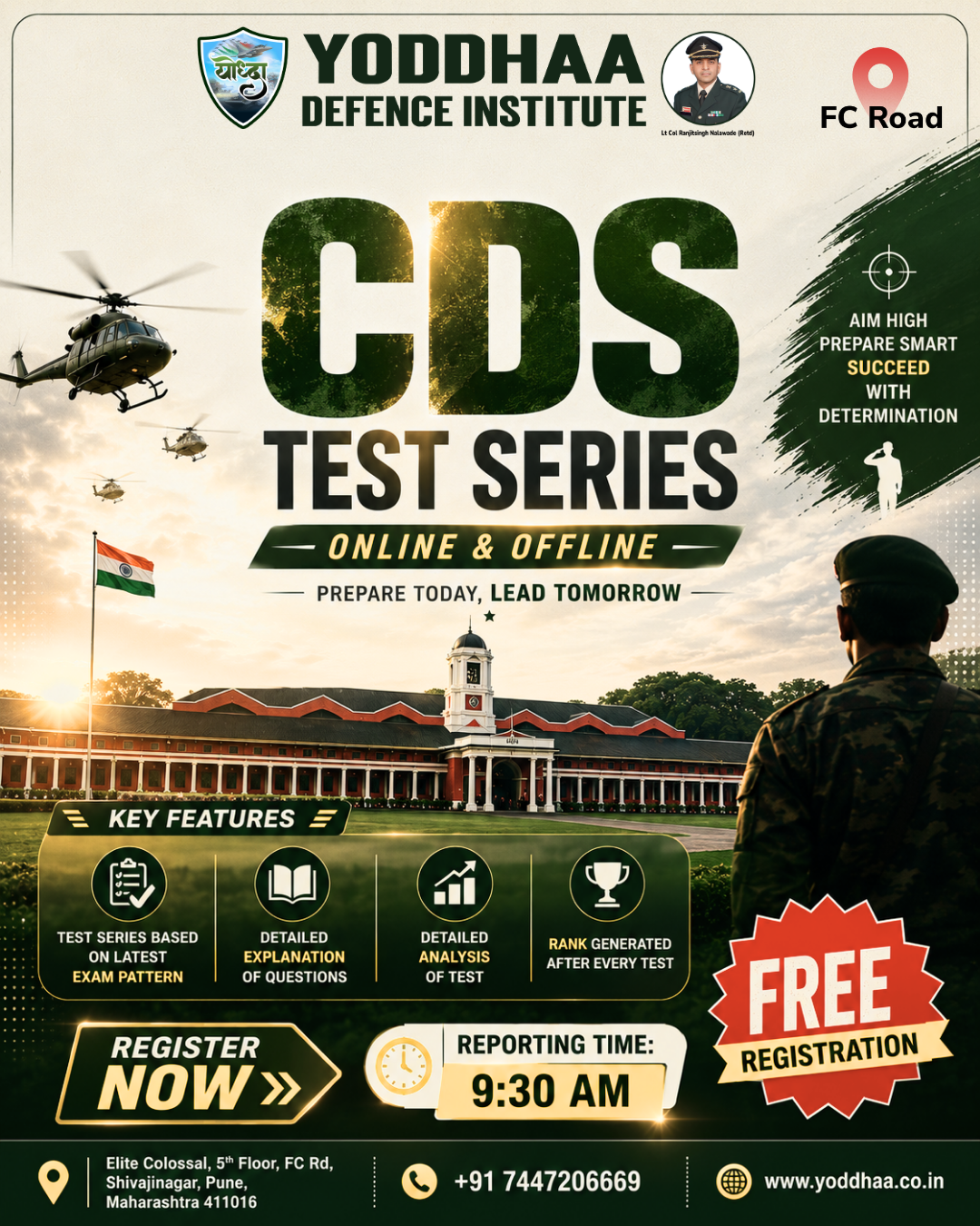 Yoddhaa Fc Road Facebook ad: FREE CDS Test Series, Register Now