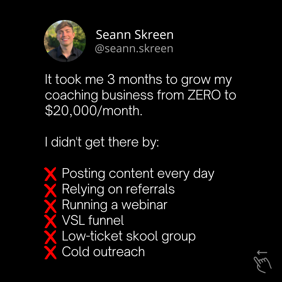 Seann Skreen Facebook ad: Online Coaches - We’ll help you sign high-ticket…