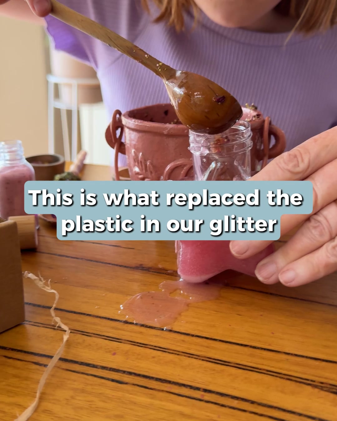 The Little Potion Co Facebook ad: Plastic Glitter & Potion making, Do not mix!