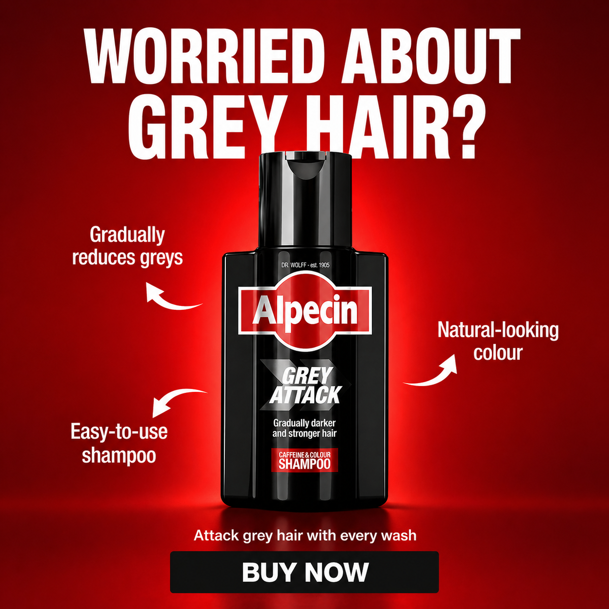 Alpecin Facebook ad: Stronger, Darker Hair in Just Weeks!