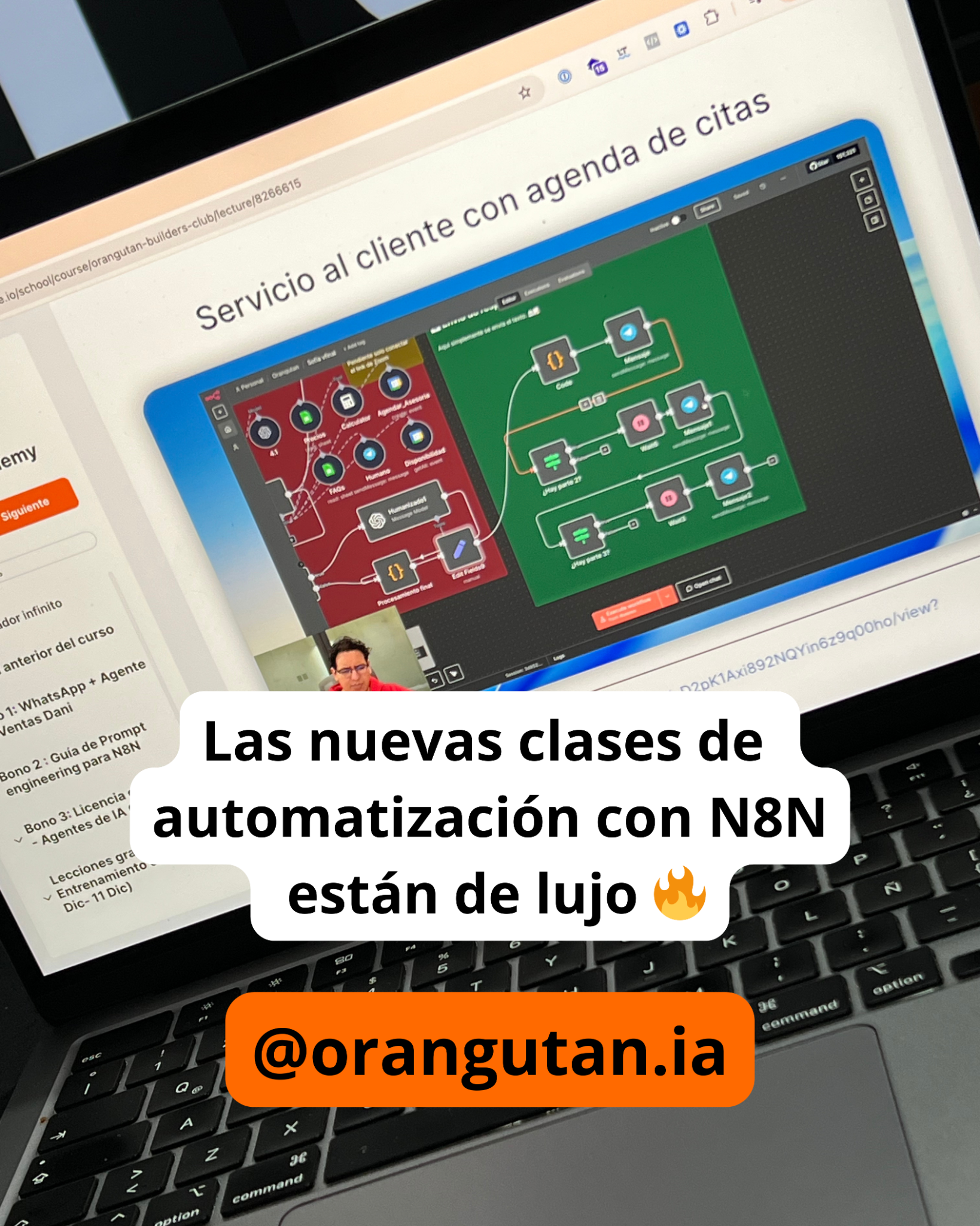Orangutan.ia Facebook ad: Curso N8N + IA por $10 USD