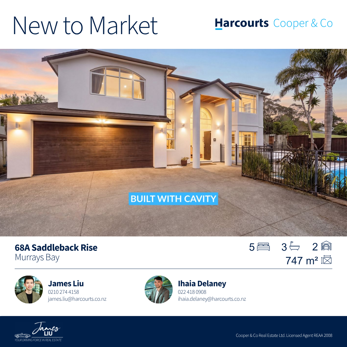 James Liu-Harcourts Cooper & Co Facebook ad: 68A Saddleback Rise, Murrays Bay