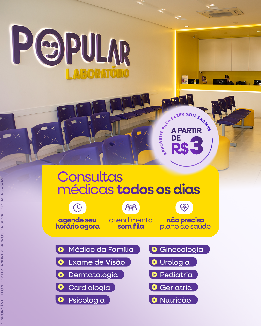 Popular Clínica e Laboratório Facebook ad: Agende sua consulta particular com agilidade, sem precisar…