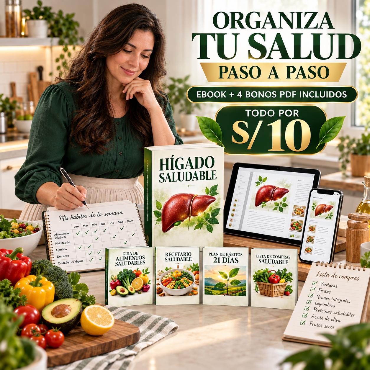 Vida Saludable Facebook ad: 5 PDF Digitales por S/10.0