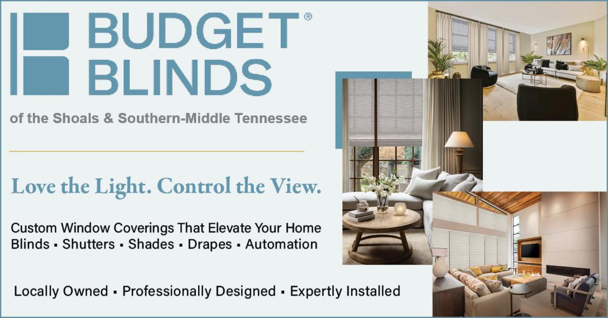 Budget Blinds of The Shoals and Southern Middle Tennessee Facebook ad: Schedule Your FREE Design Consultation!