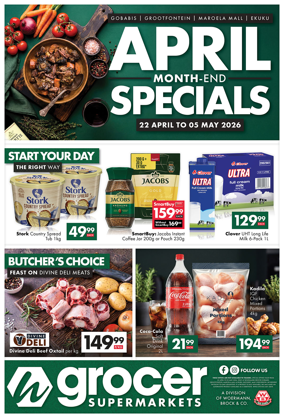 Woermann Grocer Supermarkets Facebook ad: Warm up your Autumn with Month-End Savings on…